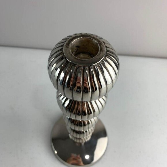 IHI Solid Brass Silver Toned Candlestick - Picture 2 of 6